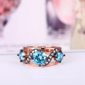 Anillo de oro 2018 de la joyería de la moda de las mujeres del anillo de la alta anillo de la piedra azul